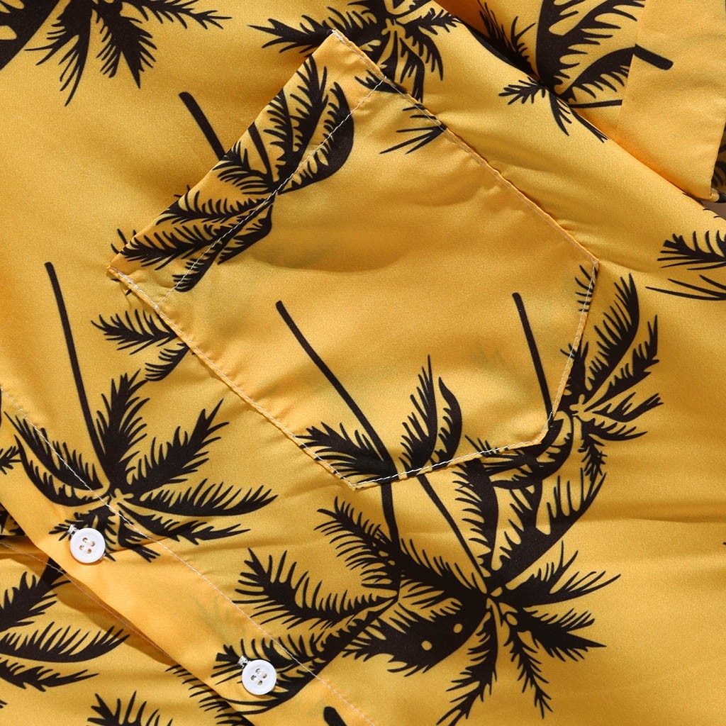 Palm Print Yellow Summer Shirt