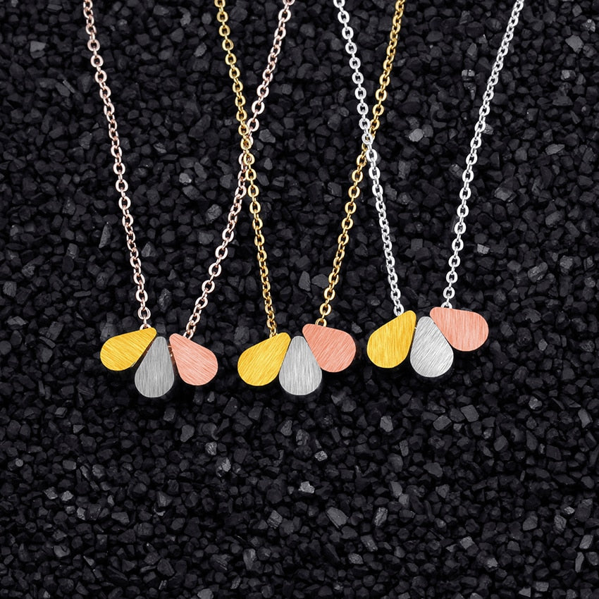 Tri-color Raindrops Necklace