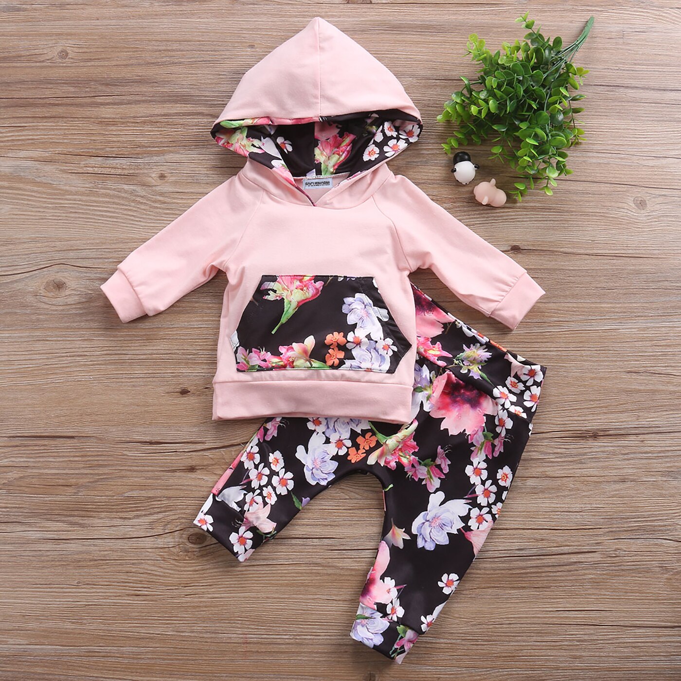 Hoodie & Pants Set - Pink/Blk