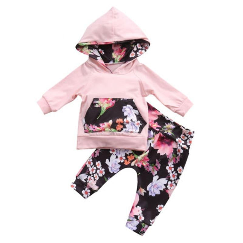 Hoodie & Pants Set - Pink/Blk