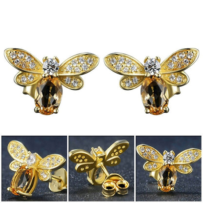 Rhinestone Bee Earrings