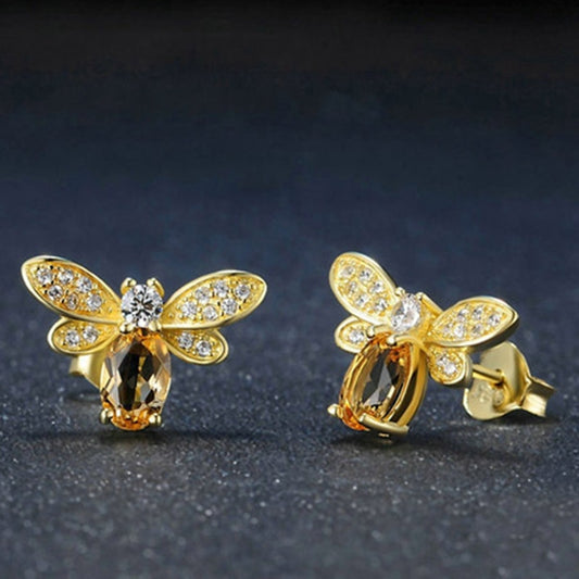 Rhinestone Bee Earrings