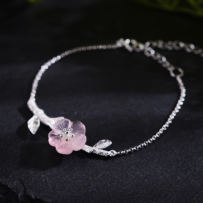 Crystal Flower On Branch Bracelet