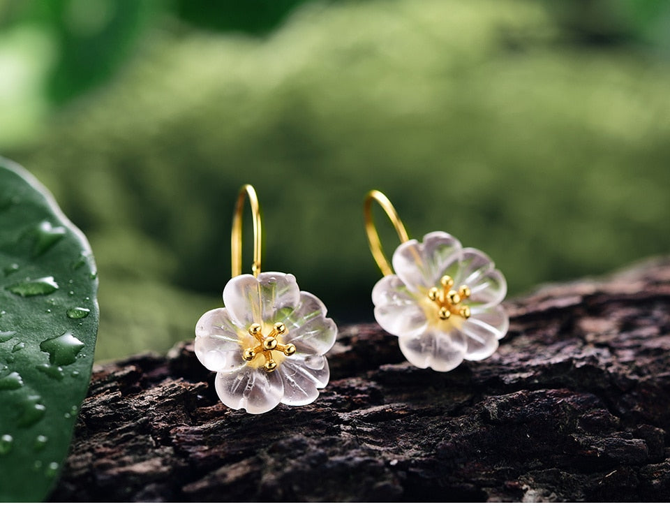 Crystal Flower Drop Earrings