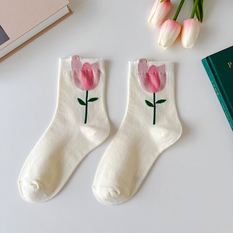 Candy Color Flower Socks
