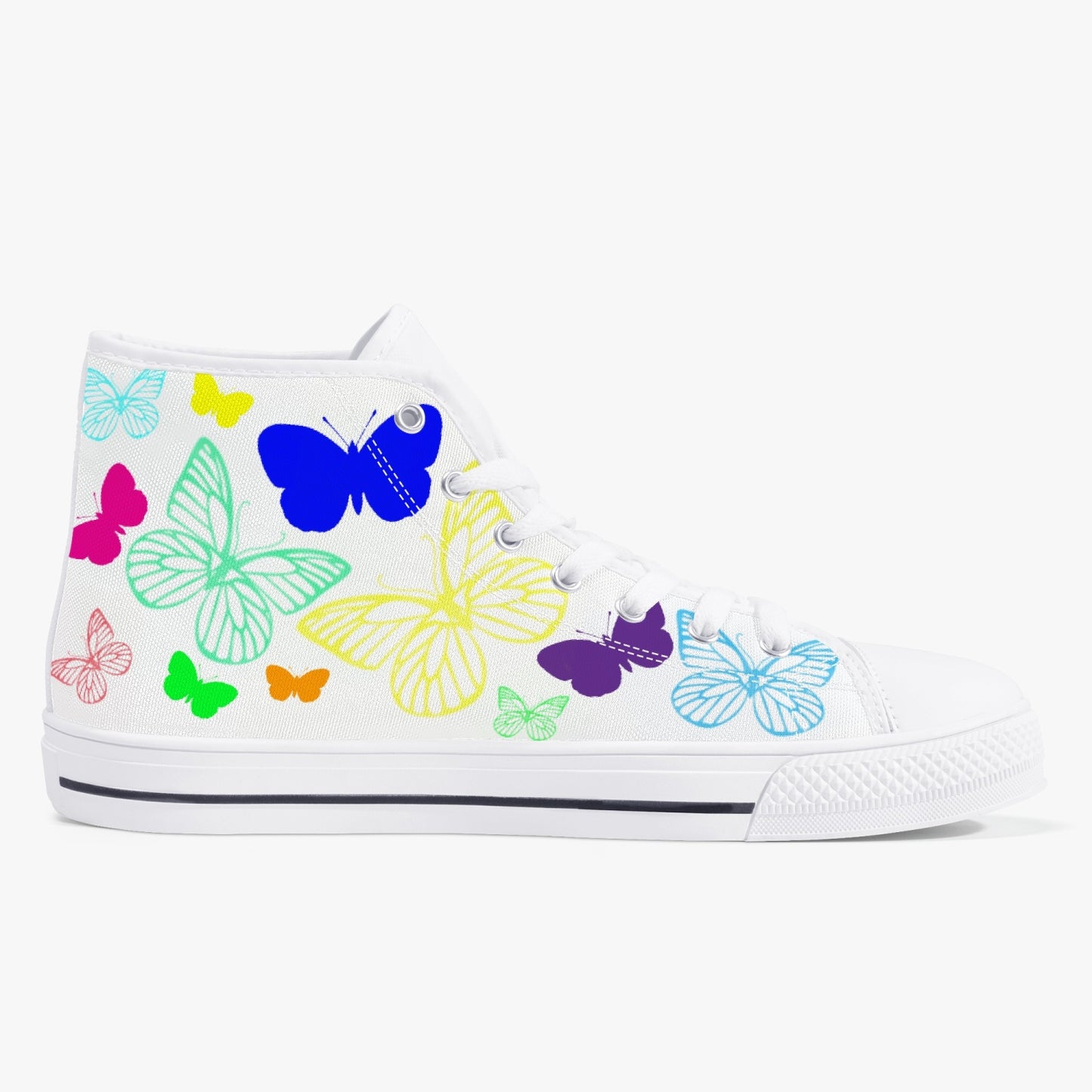Butterflies High-Top Canvas Shoes (Wh)