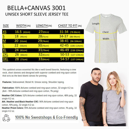 bella canvas 3001 tshirt size chart