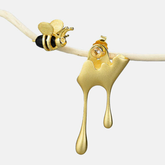 Bee and Honey Asymmetrical Earrings