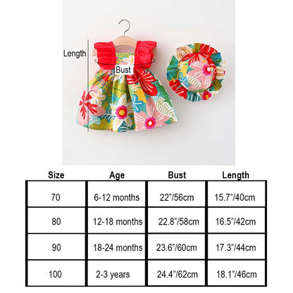 Big Flower Summer Dress+Hat