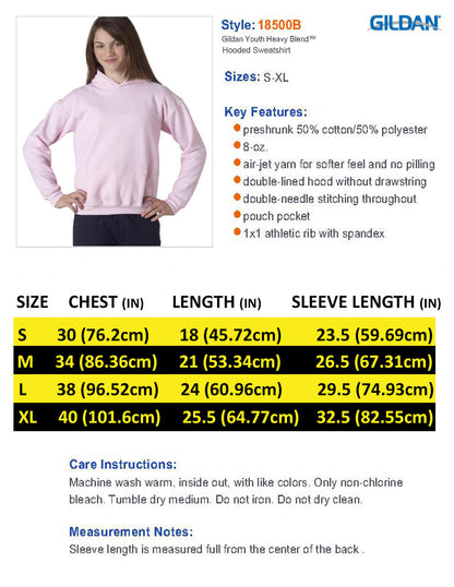 gildan youth hoodie size chart