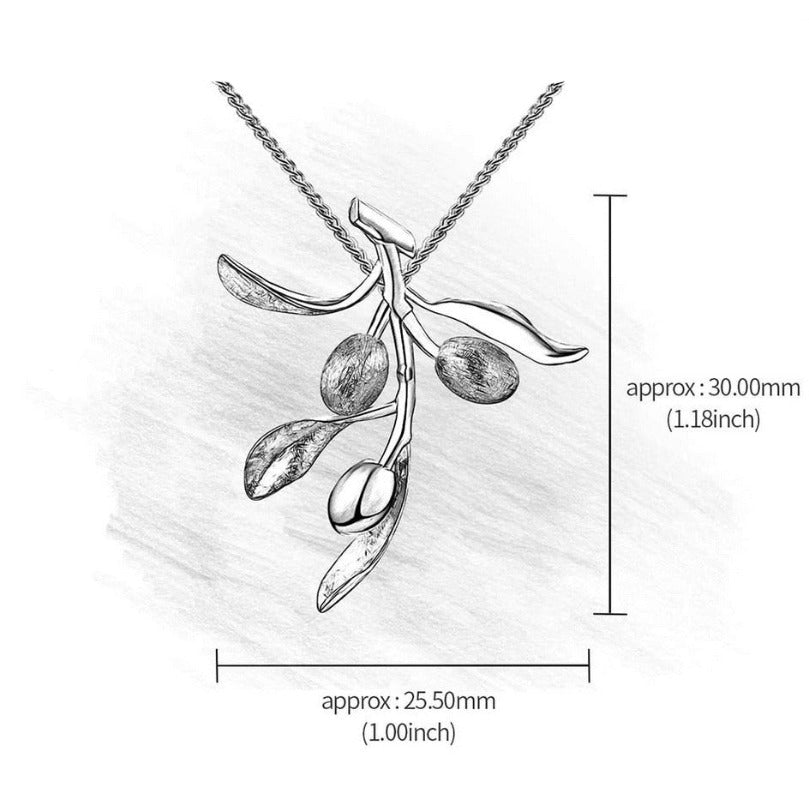 olive branch necklace size diagram