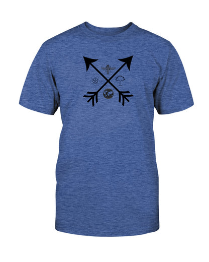 heather columbia blue tshirt with crossed arrows graphic design