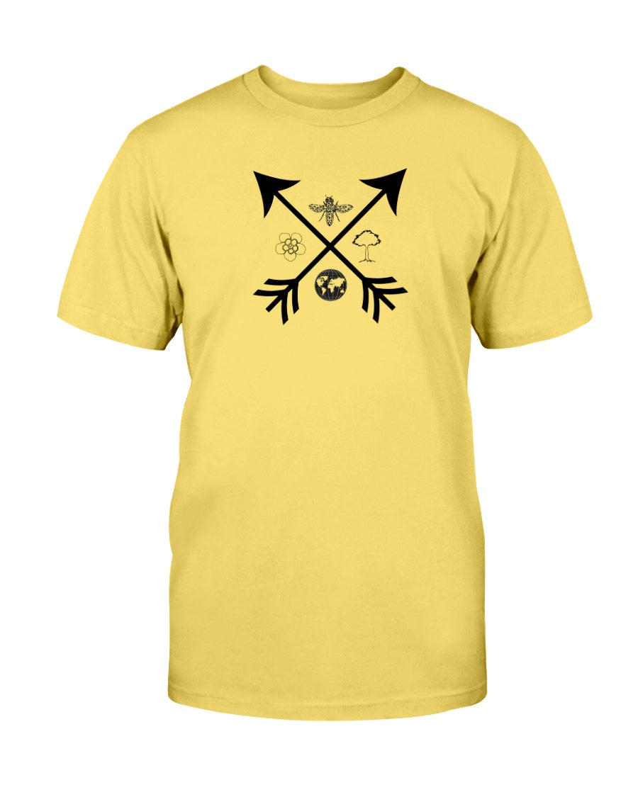 maize yellow tshirt with crossed arrows graphic design
