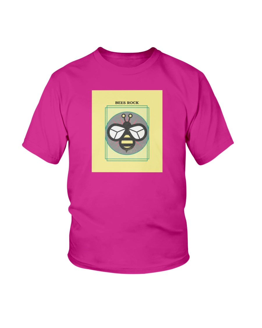 kids heliconia pink tshirt with bees rock graphic design