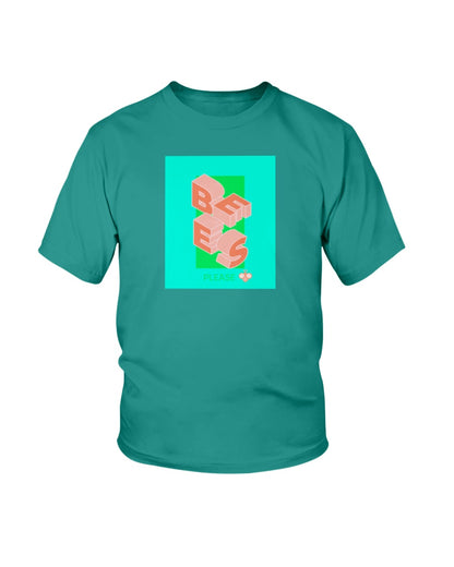 Kids jade dome teal tshirt with bees please graphic design