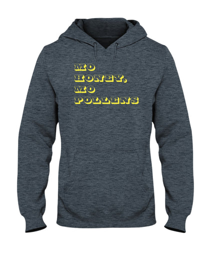 heather grey pullover hoodie with mo honey mo pollens text design