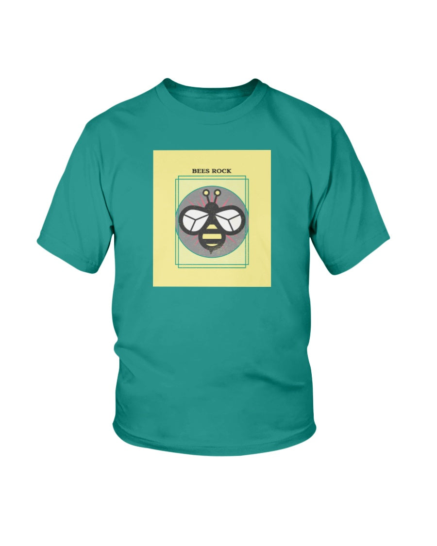 kids jade dome teal tshirt with bees rock graphic design