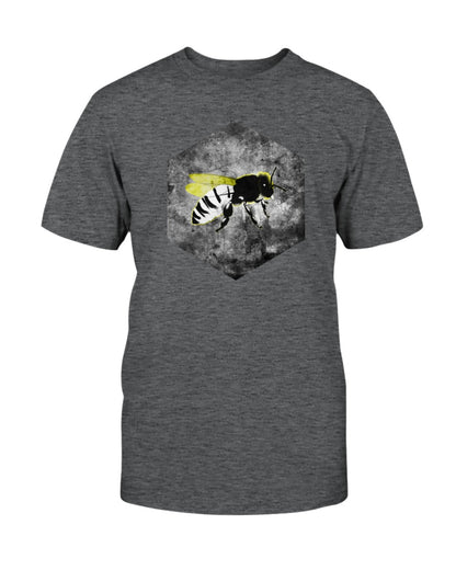 graphite heather tshirt with grunge bee graphic design